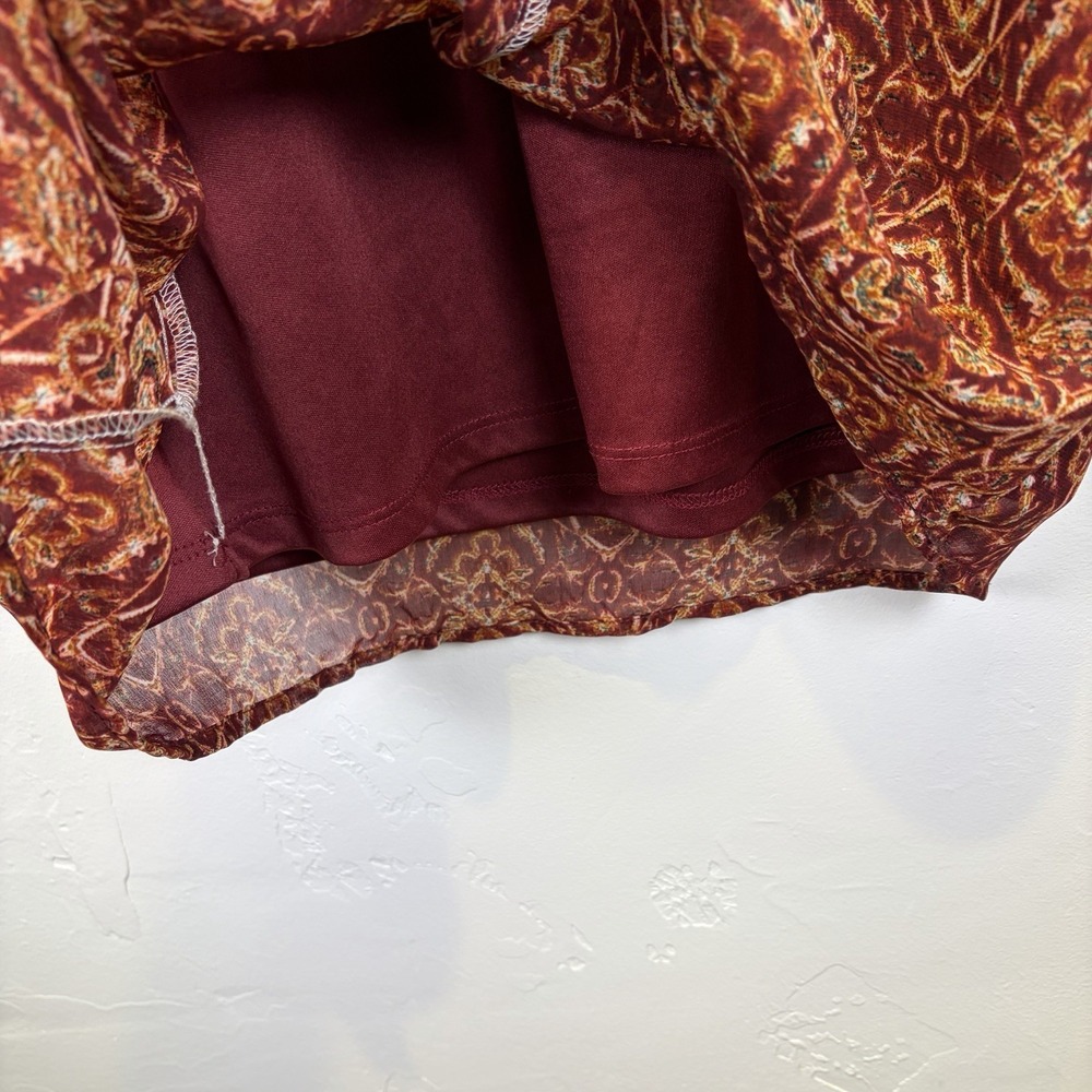 Xhilaration Dress Size M Browns Geometric Print‎ Boho Bohemian Peasant Hippi - Picture 4 of 8